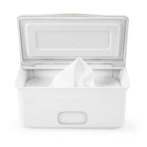 Ubbi Baby Wipes Dispenser with Weighted Plate and Secure Seal, Nursery and Baby Registry Essential to Keep Wipes Fresh, Oat