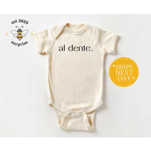 Al Dente. Funny Baby Bodysuit – Pasta Pun Newborn Gift – Minimalist Natural Onesie® Unisex Baby Shower Outfit