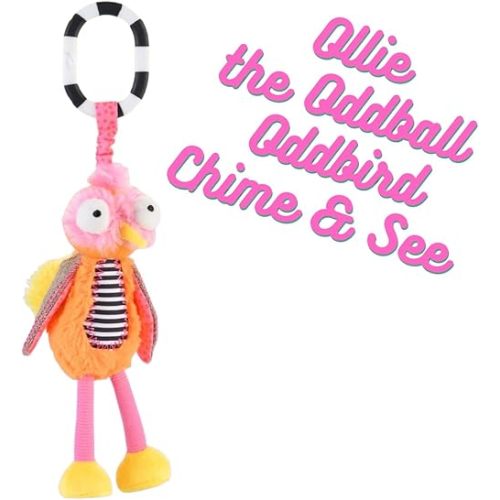 Plush Chime & See Attachable Hanging Activity Toy Ollie The Oddball Oddbird Funky Fun Gender Neutral Sensory Gift