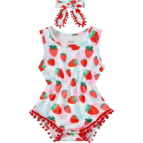 BFUSTYLE Baby Girl Clothes 0-24 Months Outfit Sleeveless Infant Romper Bodysuit with Headband