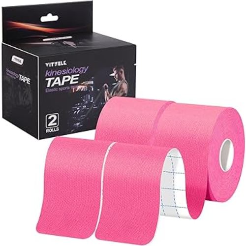 Kinesiology Tape (2 Rolls),Elastic Premium Uncut Athletic Tape, Hypoallergenic Cotton Waterproof K Tape for Muscle Pain Relief and Joint Support 2inch x 16ft /Roll(Pink)