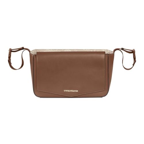 TWELVElittle Stroller Organizer Peek A Boo Stroller Caddy 2.0, Travel caddy with Wipes Case in Vegan Leather, Toffee