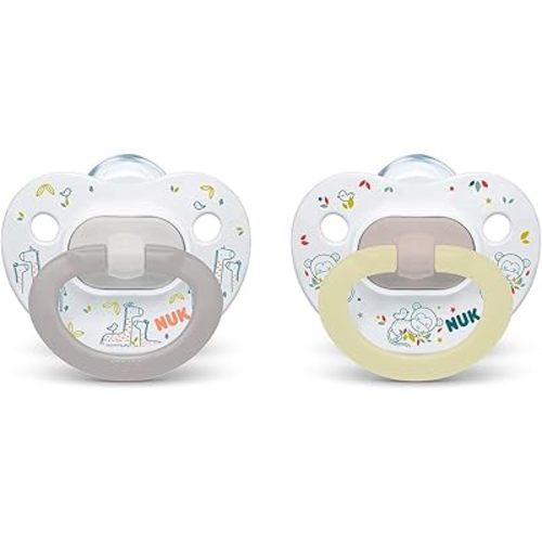 NUK Orthodontic Pacifiers, Boy, 0-6 Months, Blue (Pack of 2)