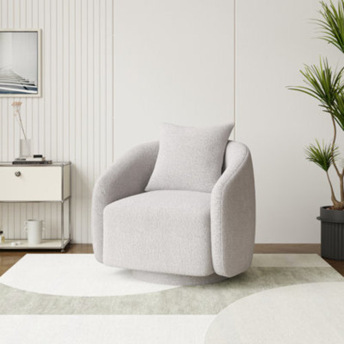 Ebern Designs Bashar 28.5" W Upholstered Swivel Barrel Chair | Wayfair