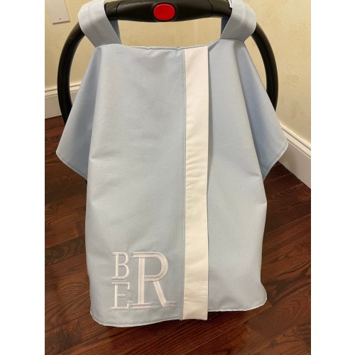 Light Blue Baby Car Seat Tent, Baby Blue Car Seat Canopy, Personalized Baby Shower Gift, Light Blue and White Car Seat Accessories