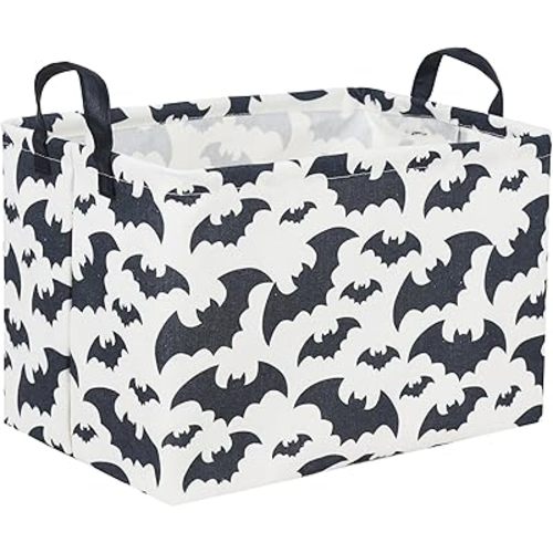 Sanjiaofeng Rectangular Kids Storage Bins,Halloween Baskets Bat Basket Organizer.Waterproof PE Coating Storage with Handles.Clothers,Toys,Books,Kid's Gifts Storage. (Bat)