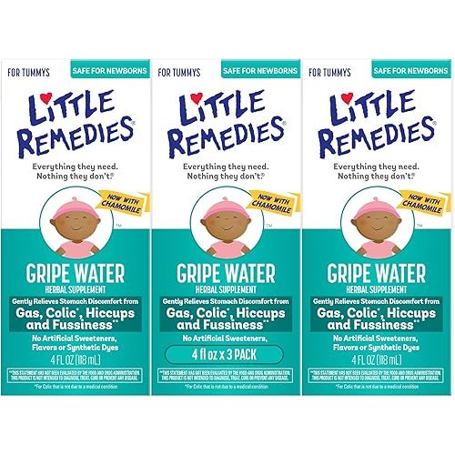 Little Remedies Gripe Water for Babies, Colic and Baby Gas Relief for Newborns, 4 Fl Oz, 3 Pack