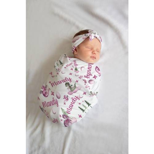Girl Dragon Swaddle Blanket, Dragon Personalized Baby Blanket, Baby Blanket, Personalized Baby Blanket, Baby Gift, Dragon Swaddle Set G21