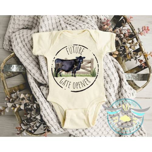 Future Gate Opener Baby Onesie® Cattle Farmer, Cattle Gate Opener, Hereford Cow, Pregnancy Reveal, Baby Announcement, First Baby Outfit