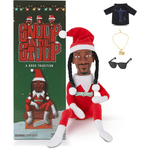 Snoop Dogg Christmas Elf Doll, 12", Small Plush Toy, Elf Toy, Extra T-Shirt, Sunglasses and Necklace