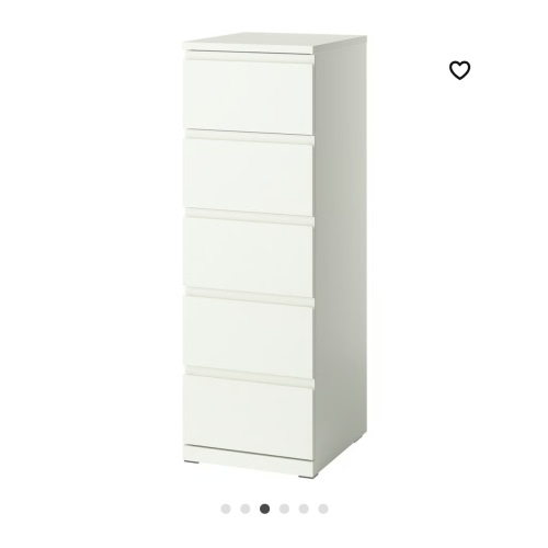 STORKLINTA 5-drawer chest - white/anchor/unlock function 15 3/4x18 7/8x47 1/4 "