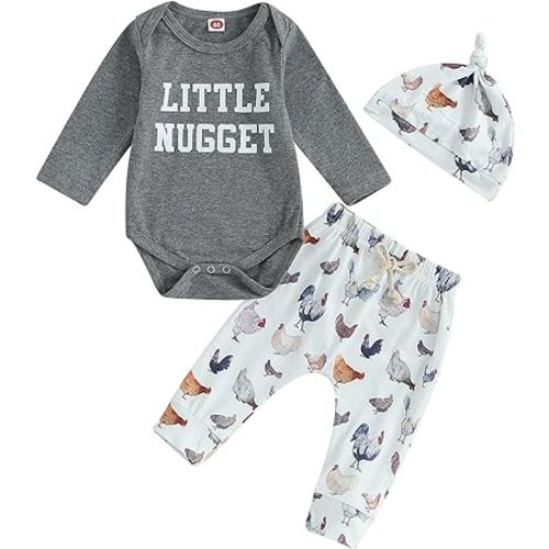 Twopumpkin Infant Baby Boy Farm Letter Bodysuit Romper and Long Pants Newborn Coming Home Outfit Cute Clothes Sets with Hat
