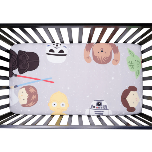 Star Wars Galaxy Cotton Fitted Crib Sheet - Yoda/Darth Vader/R2D2 – Lambs & Ivy