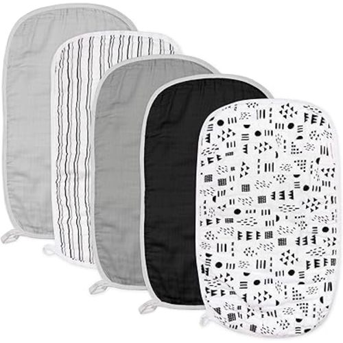 HonestBaby Baby Organic Cotton Multi-layer Burp Cloths Multipack, Pattern Play, One Size US