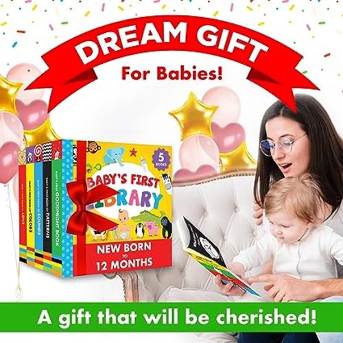 Madame Curie’s Baby's First Library | Baby Toys, Gifts for 0-3-6 Months, 0 to 1 Year Old| Baby Shower Gifts, Toddler Board Books | Newborn Girl & Boy, Infant Toys. - For 0-12 Months Old