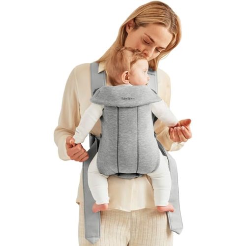 BabyBjörn Baby Carrier Mini, Light Gray, 3D Jersey | Infant Carrier (7-25 lbs), Ergonomic, Easy-to-Use