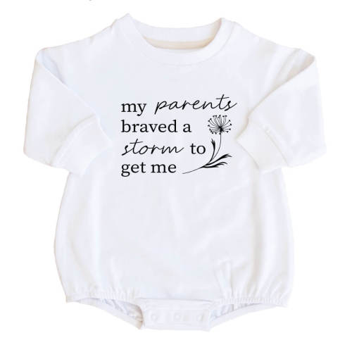 Braved The Storm Graphic Sweatshirt Bubble Romper | White