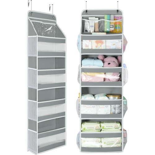 LazySpin Over the Door Organizer, Stuffed Animal Storage with Clear PVC Windows, Door Organizer Hanging