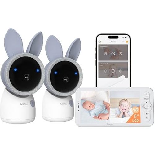 Arenti Baby Monitor 2 Cameras A4 Set, 2.5K 5G WiFi 6 App, 360-Color RGB NL