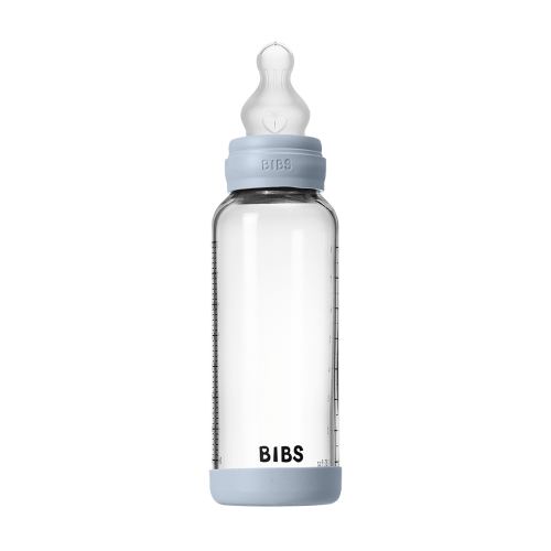 Baby Glass Bottle Set 8oz Silicone - Baby Blue