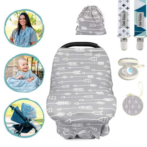 Dodo Babies Breathable Cotton Nursing Cover for Infant Feeding, with Pacifier Clips, Case and Storage Bag