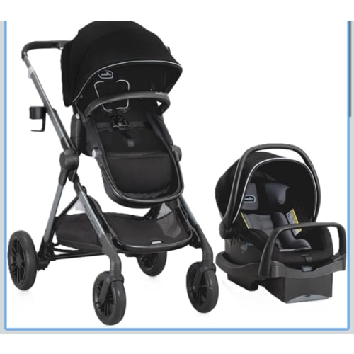 Evenflo Pivot Xpand Modular Travel System with LiteMax Infant Car Seat (Ayrshire Black)