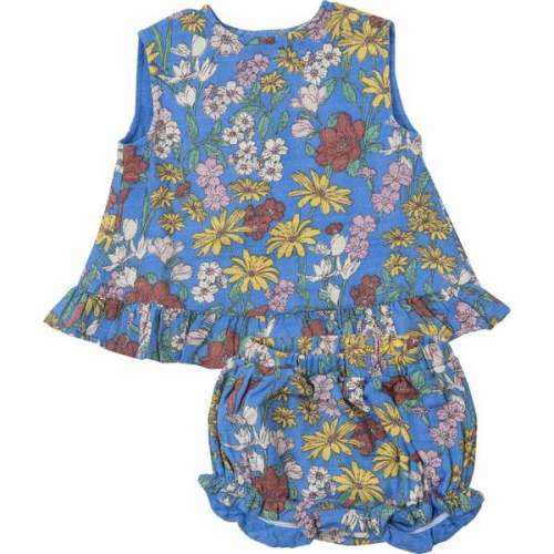 Wild Daisies Ruffle Back Top & Bloomer, Blue - Angel Dear Mixed Apparel Set | Maisonette