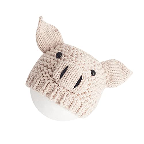 Kisangel Newborn Knitted Hat Baby Photography Photo Props Cartoon Pig Crocheted Hat Outfits,Beige