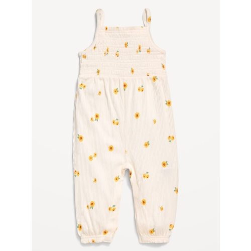 Printed Sleeveless Smocked Jumpsuit for Baby