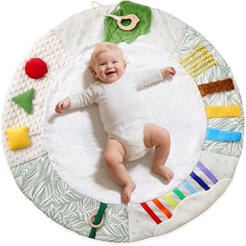 Macabaka Montessori Baby Play Mat for Early Learning, Tummy Time Playmat, Activity Mat with 5 Development Zones, for Motor Skills & Sensory Development, Baby Essentials Gift