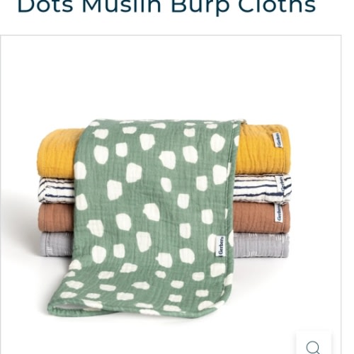 5-Pack Baby Neutral Teal Dots Muslin Burp Cloths