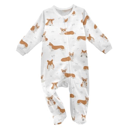 Alaskan Dog Baby One-Piece Footies Long Sleeve Rompers Pajamas Zip Front Pjs for Boys Girls kids 3M