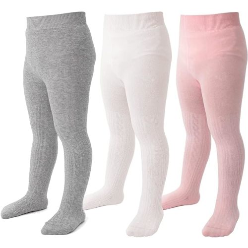 Marchare Baby Girls Tights Thick Solid Cable Knit Leggings Winter Warm Stockings For Toddler Girls 1/2/3/4/5 Pack