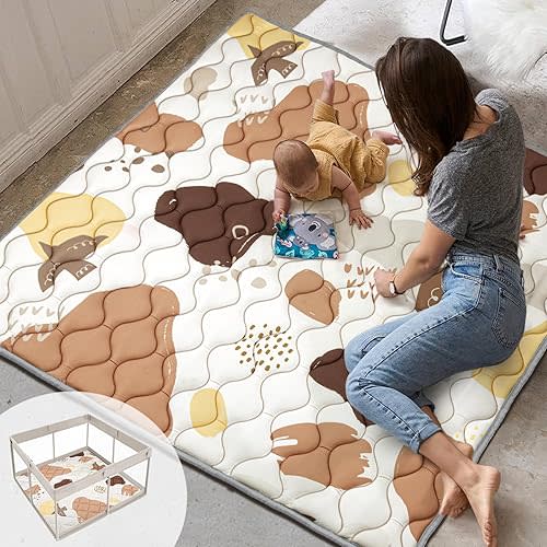 Termichy Baby Play Mat for Floor: 50x50 Thick Foam Padded Playpen Mat for Toddlers and Infants Crawling - Water-Resistant Cushioning Playmats for Tummy Time and Outdoor Playing