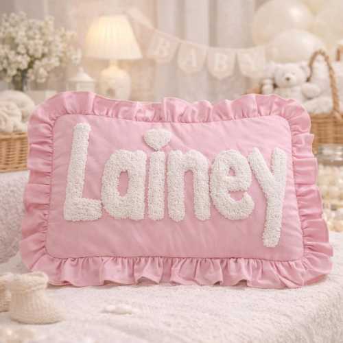 Personalized Baby Girl Room Name Pillow Cover, Punch Needle, Girl Kid Gift, Dorm Gift, Graduation Gift, Baby Girl Nursery Pillow