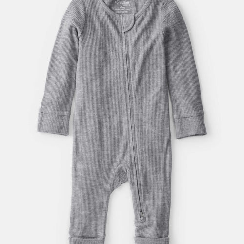 Grey Baby Boy Solid PurelySoft Long-Sleeve 2-Way Zip Sleeper - Grey | Carter’s Oshkosh Canada