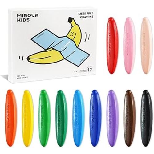 Beeswax Crayons For Toddlers,12 Colors Non-Toxic, Washable Crayons
