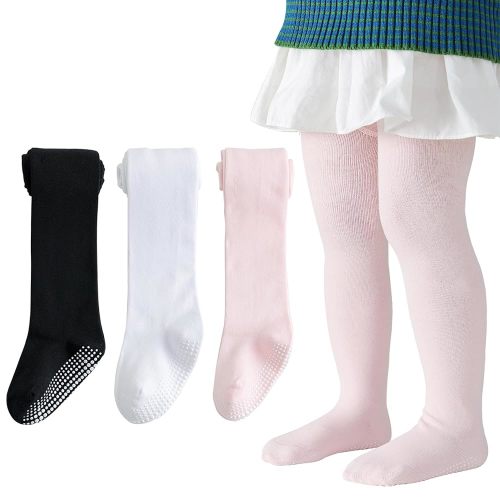 Marchare Baby Girls Tights Thick Cotton Solid Leggings Winter Warm Stockings With Non Slip Grips