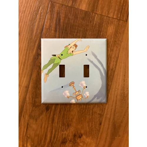 Peter Pan and His Shadow Double Light Switch Cover, Peter Pan Decor, Peter Pan Nursery, Decoration, Baby Shower, Pan Gift, Neverland, PP27