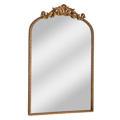 "Crystal Gallery Large Gold Hanging Decorative 20"" x 30"" Filigree Arch Metal Wall Mirror"