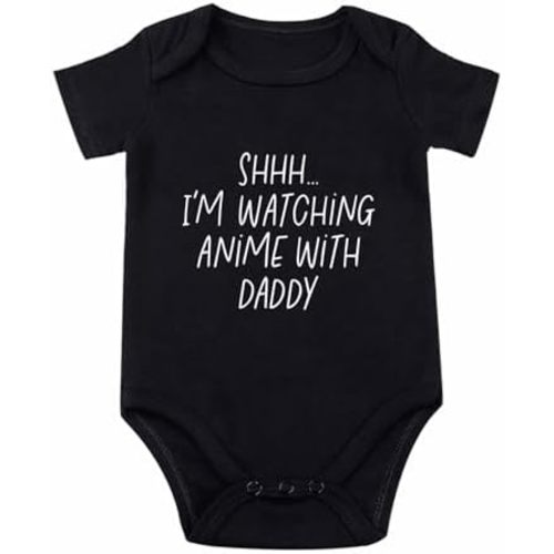 Shh I'm Watching Anime with Daddy Baby Bodysuit Funny Baby Bodysuit Unisex