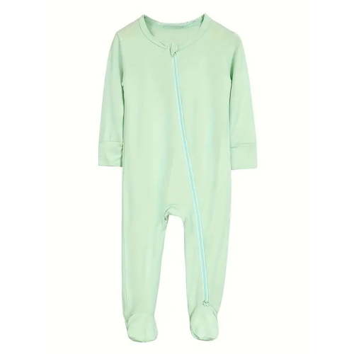 SXIMEE Bamboo Viscose Long Sleeve Pajamas For Unisex Baby, 2 Way Zipper with Mitten Cuffs, Non-Slip Sleepers, Sleep 'N Play