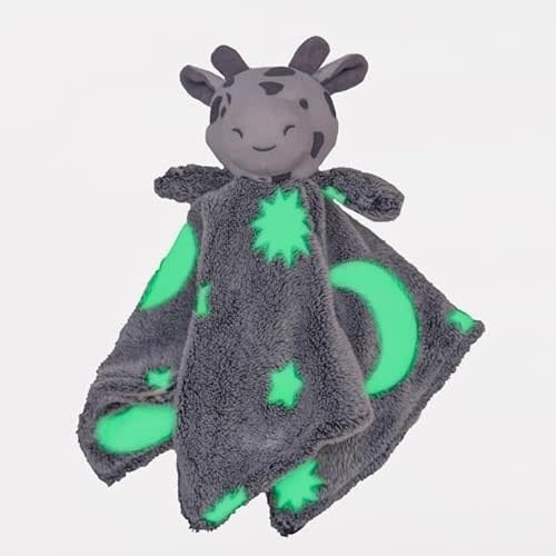 Giraffe Lovey Blanket - Grey Baby Security Blankets for Girls - Polyester Baby Boy Security Blanket Lovies for Babies Glows in The Dark Stuffed Blanket Animal