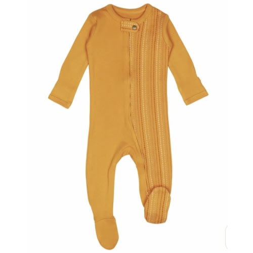 Organic Embroidered Zipper Footie in Tangerine Dash – L'ovedbaby (NB or 0-3mo)