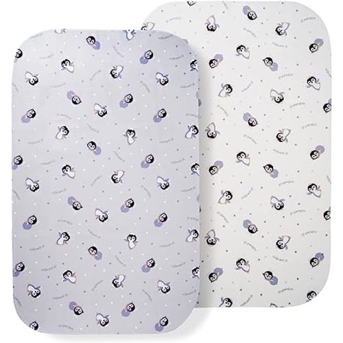 Comfy Mattress Pad Bassinet Sheet (2 Per Pack), Lil' Pengyu
