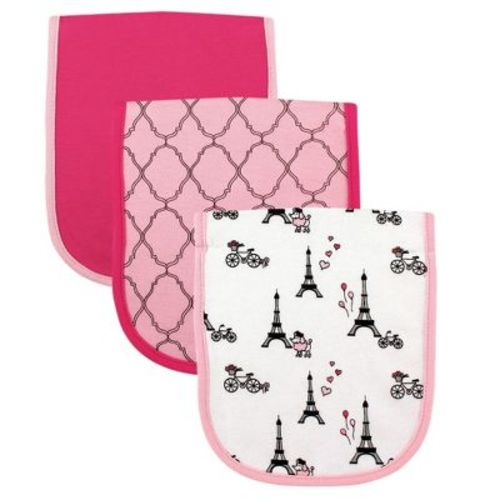 Luvable Friends Baby Girl Cotton Burp Cloths With Fiber Filling 3pk, Paris, One Size