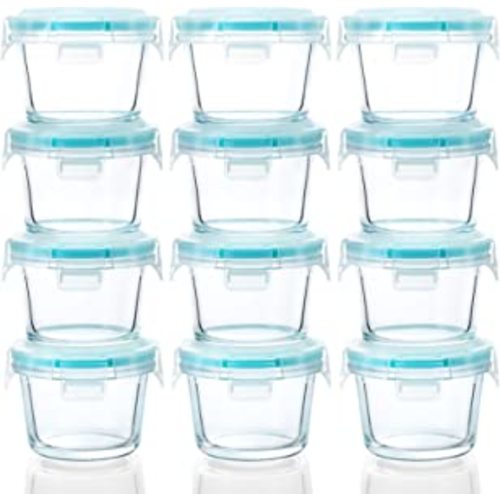 Amazon.com: [12-Pack, 5oz]Mini Glass Food Storage Containers, Small Glass Jars with BPA-Free Locking Lids, Food containers, Airtight, Freezer, Microwave, Oven & Dishwasher Friendly : Home & Kitchen