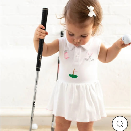 Golf Embroidered Polo Riley Romper in Pink - Sammy + Nat - Sammy+Nat store