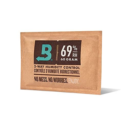 Boveda 69% Two-Way Humidity Control Pack For Storing Up to 25 Items – Size 60 – Single – Plastic & Wood Humidifier Boxes & Zip Lock Bags – Moisture Absorber – Humidifier Pack – Individually Wrapped