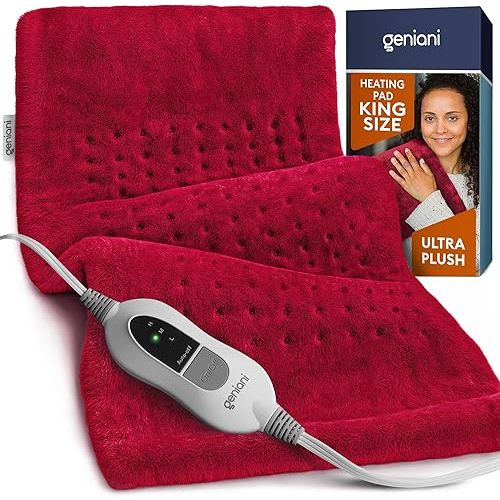 GENIANI XL Heating Pad for Back Pain & Menstrual Pain Relief, FSA HSA Eligible, Auto Shut Off, Machine Washable, Moist Heat Pad for Neck and Shoulder, Cramps Relief, Heat Patche Viva Magenta 12'‘×24’’